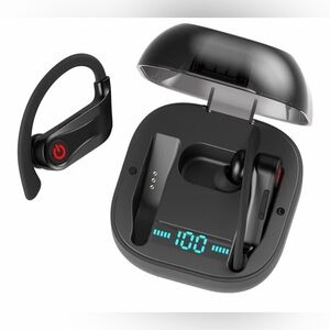Wireless Black Earbuds with Charging Case